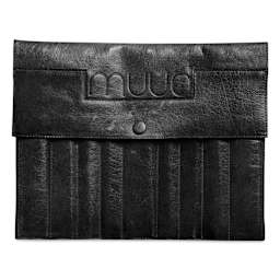 Muud Oslo XL Leather Double-Pointed Knitting Needle Case - Black - front