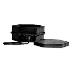 Muud Evita Leather Storage Box - Black - with lid off and to the side of box
