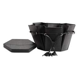 Muud Evita Leather Storage Box - Black, XL - loosened with lid off to the side of box