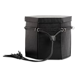 Muud Evita Leather Storage Box - Black, XL - closed, front