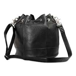 Muud Donna Leather Drawstring Bag - Black - back