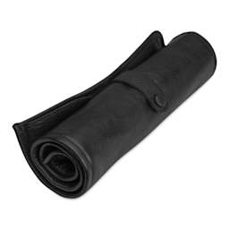 Muud Bea Roll-Up Leather Knitting Needle Case - Black - close-up