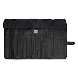 Muud Bea Roll-Up Leather Knitting Needle Case - Black - unrolled