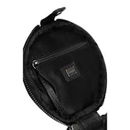 Muud Saturn Mini Leather Needlework Project Bag - Black - underside of lid, close-up