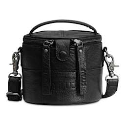 Muud Saturn Mini Leather Needlework Project Bag - Black - front