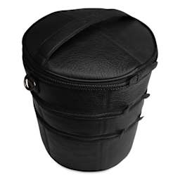 Muud Bturn Leather Needlework Project Bag - Black - top of bag