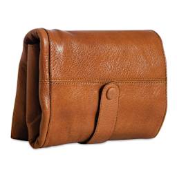 Muud Stockholm Leather Knitting Needle Case - Brown - front, angled