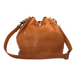 Muud Donna Leather Drawstring Bag - Brown - back