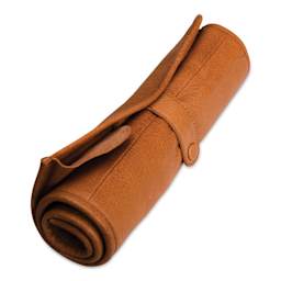 Muud Bea Roll-Up Leather Knitting Needle Case - Brown - close-up