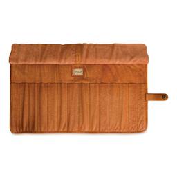 Muud Bea Roll-Up Leather Knitting Needle Case - Brown - unrolled