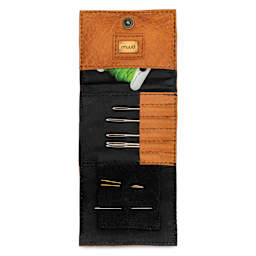 Muud Carla Foldable Leather Sewing Needle Case - Brown - holding materials (not included)