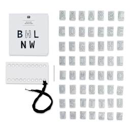 Rico Design Stick and Stitch Embroidery Kit - Pkg of 56, Blank Alphabet contents