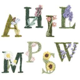 Rico Design Stick and Stitch Embroidery Kit - Pkg of 56, Colorful Floral Alphabet selection of letters