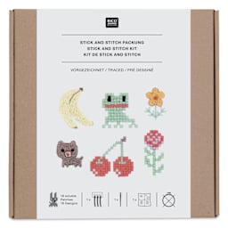 Rico Design Stick and Stitch Embroidery Kit - Pkg of 18, Pixel Art Mix front of packaging