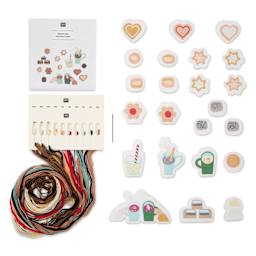 Rico Design Stick and Stitch Embroidery Kit - Pkg of 23, Christmas Cookies contents