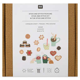 Rico Design Stick and Stitch Embroidery Kit - Pkg of 23, Christmas Cookies front of packaging