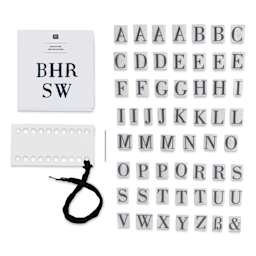 Rico Design Stick and Stitch Embroidery Kit - Pkg of 56, Black Alphabet contents