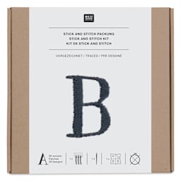 Rico Design Stick and Stitch Embroidery Kit - Pkg of 56, Black Alphabet front of packaging