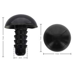 Essentials By Leisure Arts Craft Eyes w/ Washers - Black, 11 mm H x 4 mm W, 12 mm Dia. - dimensions