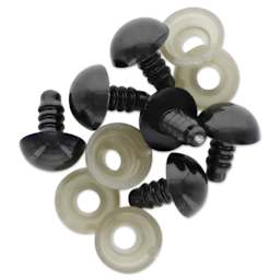 Essentials By Leisure Arts Craft Eyes w/ Washers - Pkg of 6, Black, 11 mm H x 4 mm W, 12 mm Dia.