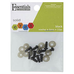 Essentials By Leisure Arts Craft Eyes w/ Washers - Pkg of 10, Black, 11 mm H x 3 mm W, 6 mm Dia.