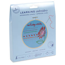 DMC Learning Embroidery Kit - front of packaging, angled