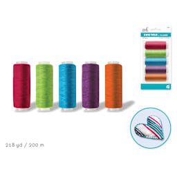 Needle Crafters Sewing Thread - Glamour, five spools with finished project
