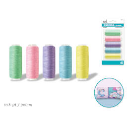 Needle Crafters Sewing Thread - Pastels, five spools with finished project