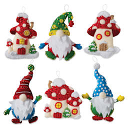 Bucilla Holiday Felt Ornament Kit - Christmas Gnomes, six finished ornaments
