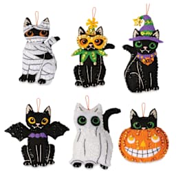 Bucilla Purrfectly Spooky Felt Ornament Kit - six cat ornaments