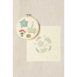 DMC Mindful Making Embroidery Duo Kit - Succulents - finished example and pattern