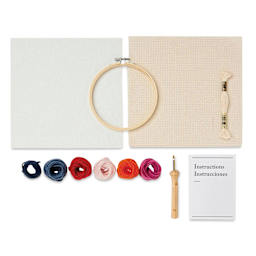 DMC Mindful Making Beginner Punch Needle Kit - Gentle Flowers - contents