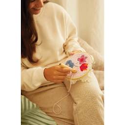 DMC Mindful Making Beginner Punch Needle Kit - Gentle Flowers - project in progress