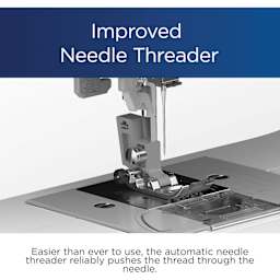 Improved Needle Threader, easier than ever to use, the automatic needle threader reliably pushes the thread through the needle.