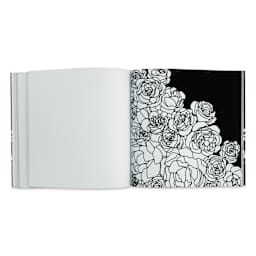 Bloom: A Flower Coloring Book (blank page and rose arrangement with black background)