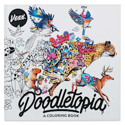 Doodletopia: A Coloring Book - 10" x 10", 96 Pages, front cover
