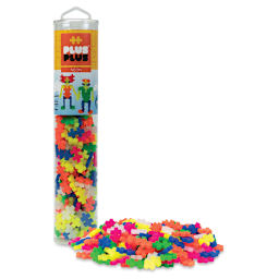 Plus-Plus Blocks - Set of 240, Neon (tube packaging with puzzle pieces)