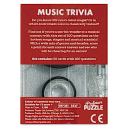 Professor Puzzle Mini Music Trivia Game (back of packaging)
