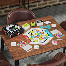 Professor Puzzle Einstein Board Game, contents on table