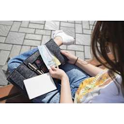 Three By Three Jotblock Travel Postcard Watercolor Paint Set, painting being stored