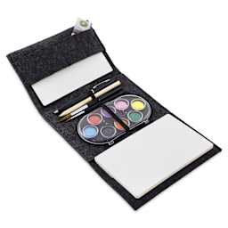 Three By Three Jotblock Travel Postcard Watercolor Paint Set, open