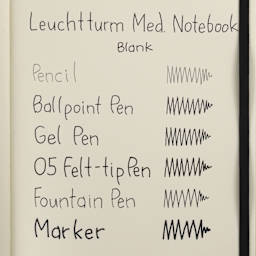 Leuchtturm1917 Blank Hardcover Notebooks, swatch of pen marks on blank paper