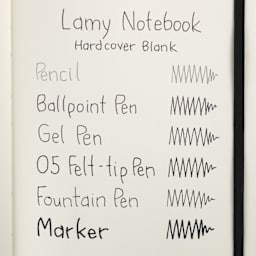 Lamy Hardcover Notebooks, swatch of pen marks on blank paper