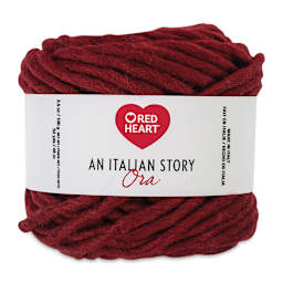 An Italian Story Ora Yarn - Front of ball of Barola or Wine color Yarn
