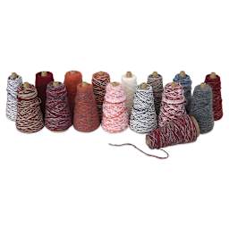 Trait-tex Assorted Novelty Yarn - 16 spools of Yarn in 2 rows with one on side in front
