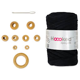 Hooked Zpagetti Macrame Hanging Basket Kit - Black