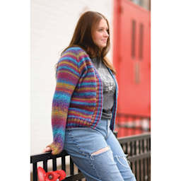 Lion Brand Ferris Wheel Yarn - Vintage Carousel - finished sweater example, side