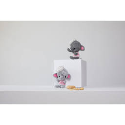 Red Heart Amigurumi Yarn - Two stuffed crocheted Elephants