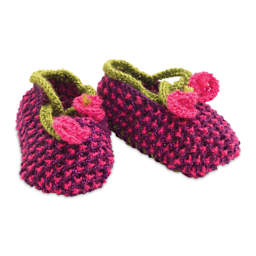 Lion Brand Bonbons Yarn (Purple slippers made with yarn)