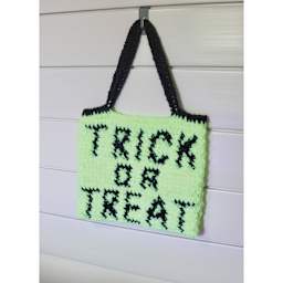 Lion Brand DIY Glow Yarn - hanging bag made out of glow in the dark yarn